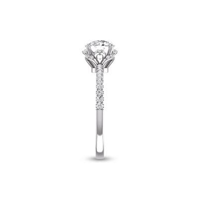 1.50 Carat Flower Shaped Round Diamond Solitaire Ring in 14K White Gold
